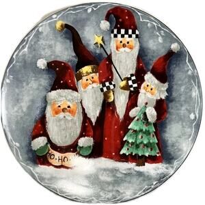 1997 ELAINE THOMPSON CHRISTMAS Santa Cookie Platter 12" Round Rainbow Mountain